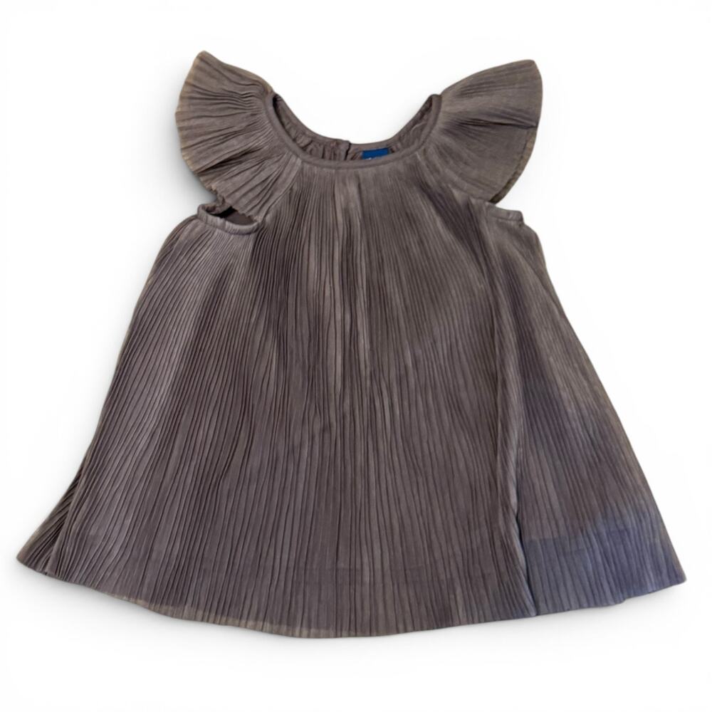 Old Navy Gray Pleated Baby Girl Party Dress Size 12-18 Months